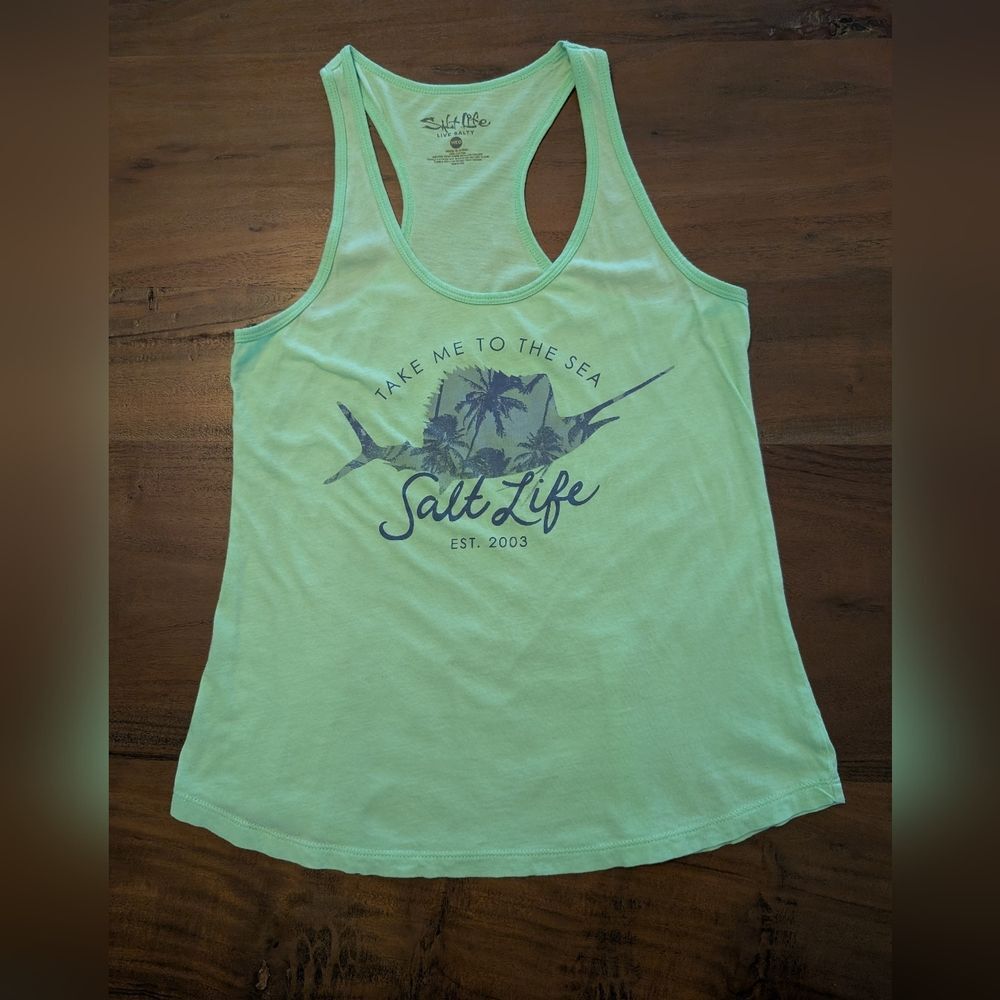 Salt Life Take Me to the Sea Swordfish Racerback Tank Mint Size Medium